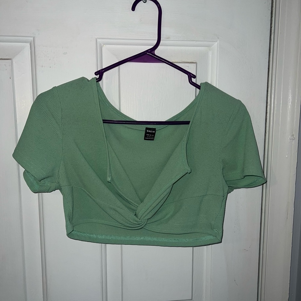Light green v neck crop top